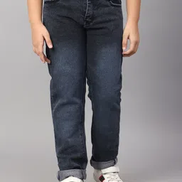 BAESD Boys Mid-Rise Dark Shade Light Fade Clean Look Cotton Jeans-image-95
