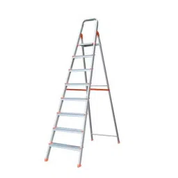 Alnico 8 Steps Silver And Orange Aluminum Alloy Single Purpose Front Step Adjustable Ladder, AFSL 8-1