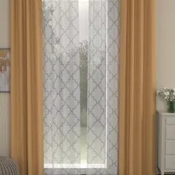 ROSARA HOME Taupe & White Set of 4 Black Out Long Door Curtains-image-2
