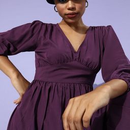 U&F Purple Crepe Maxi Dress-image-13