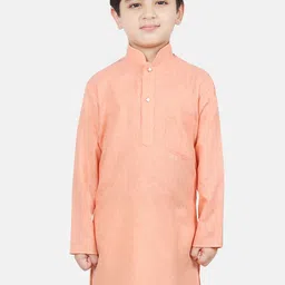 SG YUVRAJ Boys Peach-Coloured Solid Straight Kurta-23