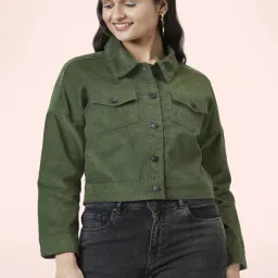 People by Pantaloons Green Cotton Regular Fit Jacket-picture-29