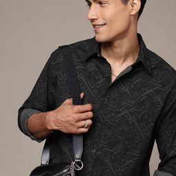 WROGN Comfort Fit Geometric Printed Casual Shirt-image-77