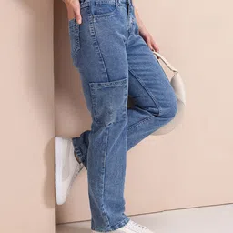Mast & Harbour Women Straight Fit Heavy Fade Stretchable Jeans-picture-3
