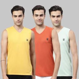 Vimal Jonney Multicolor Regular Fit Sleeveless Lounge T-Shirt - Pack of 3-image-90
