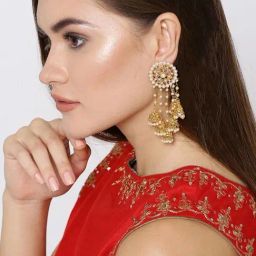 YouBella Gold-Plated Pearl Fancy Jhumki Earrings-23