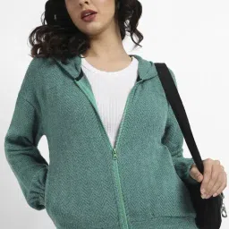 Campus Sutra Green Cotton Self Pattern Sweatshirt-image-40