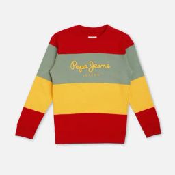 Pepe Jeans Kids Red Color Block Sweatshirt-picture-9