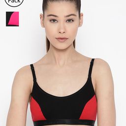 Lady Lyka Pack Of 2 Colourblocked Non-Wired Non Padded Sports Bras VELOCITY-image-54