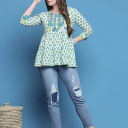 Rajnandini Women Floral Embroidered Ethnic Cotton Top-image-91