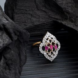 Bhana Fashion Gold-Plated & AD-Studded Cocktail Finger Ring-image-31