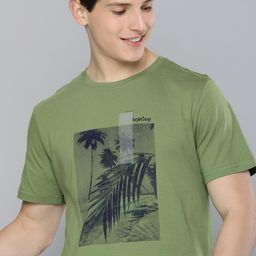 Mast & Harbour Men Green Printed Round Neck Pure Cotton T-shirt-image-57