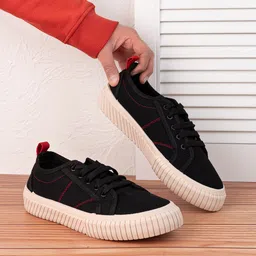 Styli Men Solid Round Toe Canvas Sneakers-image-19