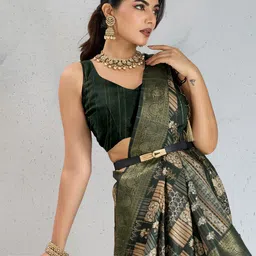 TASRIKA Ethnic Motifs Printed Zari Border Saree-6