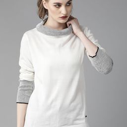 The Roadster Lifestyle Co Women Off-White Solid Pullover Sweater-picture-21