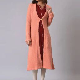 W Peach Self Pattern Cardigan-picture-14