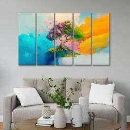 999Store Printed Multicolor MDF 5 Panels Wall Art-image-2