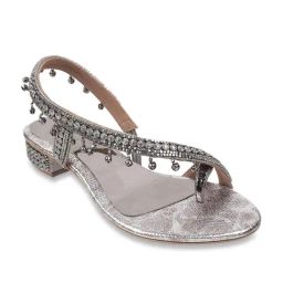 Cheemo Women's Gun Metal Toe Ring Sandals-image-69