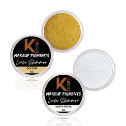 KINDED Makeup Pigments Loose Shimmer Powder Eyeshadow 02 Golden & 03 White Pearl Combo-image-53