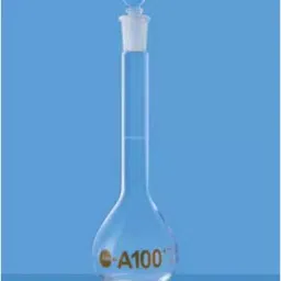 Borosil 2020016 Volumetric Flask Class A with Interchangeable Stopper (Capacity 100 ml) image 1