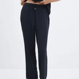 MANGO Women Regular Fit Textured Trousers-image-59