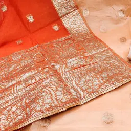 DIVASTRI Floral Woven Design Beads And Stones Organza Unstitched Dress Material-image-43