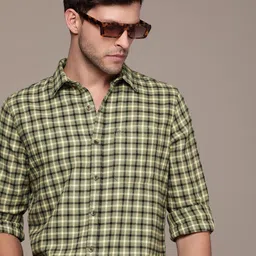 WROGN Men Pure Cotton Slim Fit Checked Casual Shirt-image-33