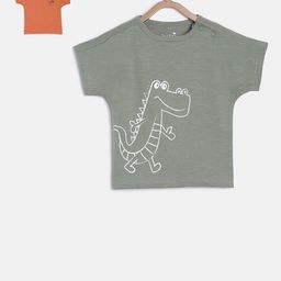 MINI KLUB Boys Pack of 2 Printed Round Neck Pure Cotton T-shirt-image-38