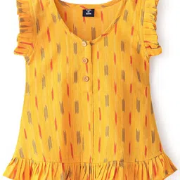 JAV CREATIONS Print Flutter Sleeve Cotton Top-image-88