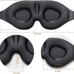 greemito 3D Memory Foam eye mask for sleeping with Adjustable Strap Super Soft Sleeping Mask BlindFold for Comfortable Travelling Sleep for men and women - Black image 4