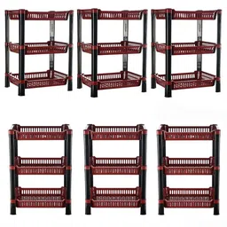 Kuber Industries Maroon & Black 6 Pieces Kitchen Multi-Utility Organiser-15