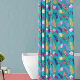 ArtzFolio Turquoise Blue & Yellow Printed Water Proof Shower Curtain-image-91