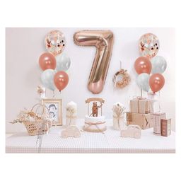 AMFIN  7 Number Foil Balloon Combo With Confetti & Metallic Balloons Bouquet for Birthday  Party Decorations Item Rose Gold - Pack Of 11-picture-19