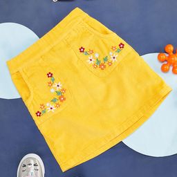 Pantaloons Junior Floral Embroidered Denim Skirt - Yellow-image-74