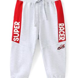 Babyhug Cotton Terry Knit Full Length Lounge Pant with Text Print - Grey-image-99