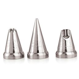 HAZEL Cake Nozzle Set of 3 | Nozzle Set For Cake |Cake Decorating Nozzle Set | Piping Bag Nozzle, (N2 Round Shape, N8 Closed Star Shape, N15 Ruffles Shape) Silver-picture-6
