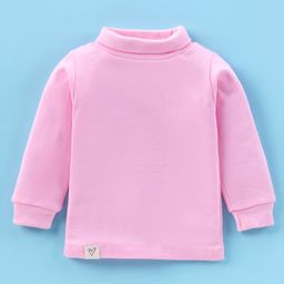 Pink Rabbit Single Jersey Knit Full Sleeves Turtle Neck Solid Colour T-Shirt - Light Pink-picture-2