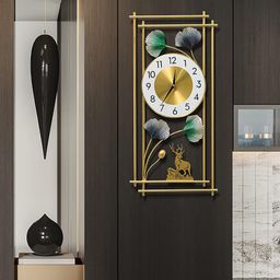 RIZIK STORE Handmade Multicolor Rectangular Metal Wall Clock Floral Design, Silent Ticking, Decorative Wall Hanging for Bedroom, Living Room, Dining Room, and Hall (74x35 cm) (Design 1)-image-41