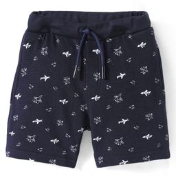 Evimo Single Jersey Knit Knee Length Shorts with Airplane - Navy Blue-image-19