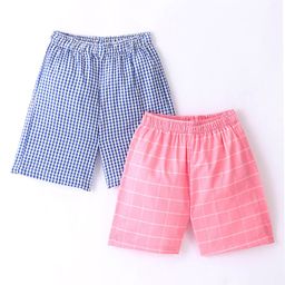 Rikidoos Cotton Pack Of 2 CheckedBoxers - Pink &Blue-image-46