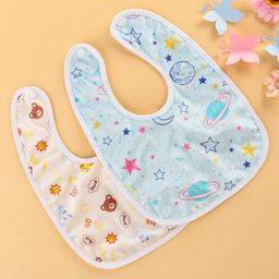 ZOE Waterproof Feeding Bibs with Snap Button Closure Animal Print Pack of 2- Multicolour-14