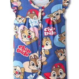 Babyhug Disney Interlock Knit Frill Sleeves Romper with Chip n Dale Print - Navy Blue-image-99