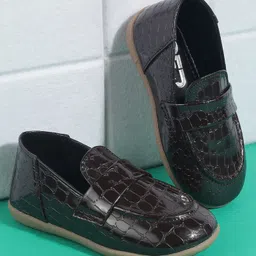 SHOES FOR JUNIORS Self Designed Loafers - Brown-picture-13