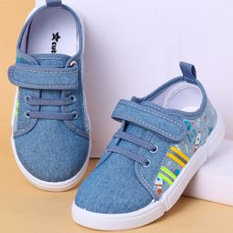Cute Walk By Babyhug Casual Shoes with Velcro Closure Canvas & Tape Detailing - Blue-image-64