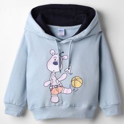 Tango Knit Full Sleeves Hooded Fleece Sweatshirt with Giraffe Print - Light Blue-picture-17