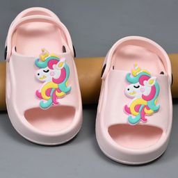 Yellow Bee Unicorn Applique Detailed With Slingback Perforated Clogs - Pink-picture-8