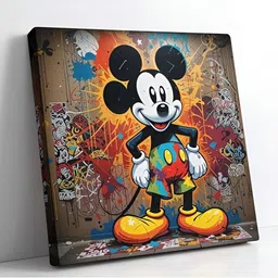 Indianara Grey & White 1 Piece Canvas Cartoon Characters Wall Paintings-19