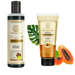 Khadi Natural Set of Amla Reetha Shampoo 210ml & Papaya Face Wash 100g-picture-17