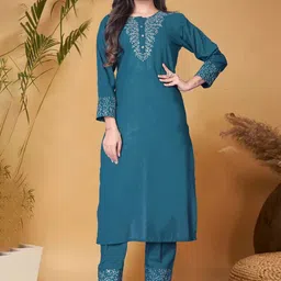 devkison Designer Women Paisley Embroidered Regular Thread Work Kurta with Churidar & With Dupatta-25
