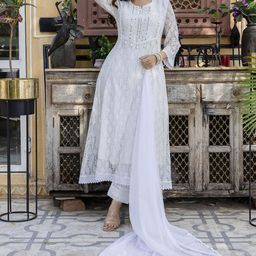 Anouk Women Floral Embroidered Empire Mirror Work Kurta with Pyjamas & With Dupatta-picture-56